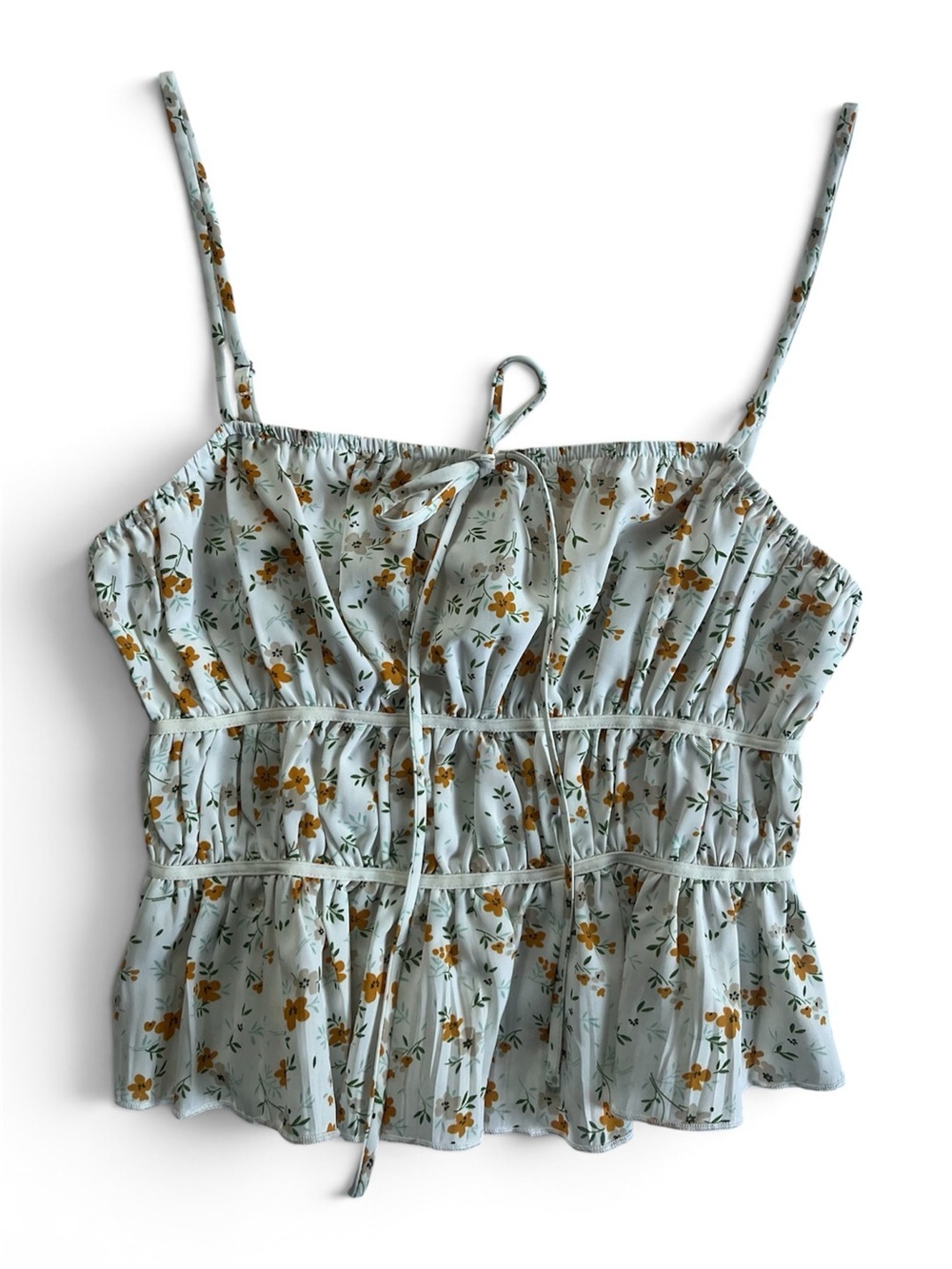 Emory Park Cream Floral Spaghetti Strap cami with Yellow Flowers